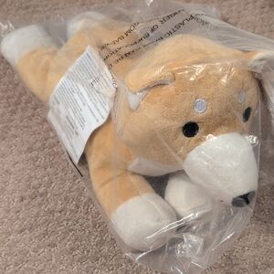 Adorable Tan and White Weighted Microwaveable Heated Stuffed Animal Dog NWT